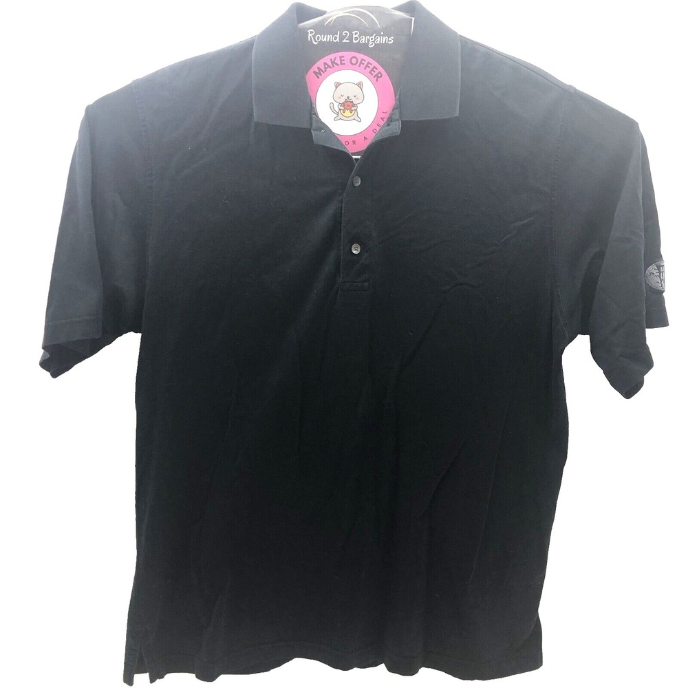 Carnhoustie Polo Shirt Mens L Black 100% Cotton Golf Active‎ wear dadcore